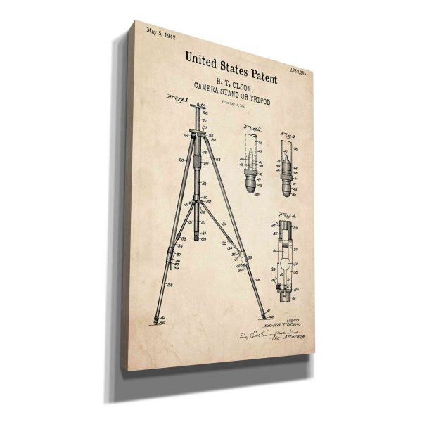 Tripod Blueprint Patent Parchment,  Canvas Wall Art Supply