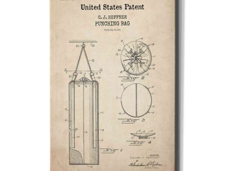 Punching Bag Blueprint Patent Parchment,  Canvas Wall Art For Cheap