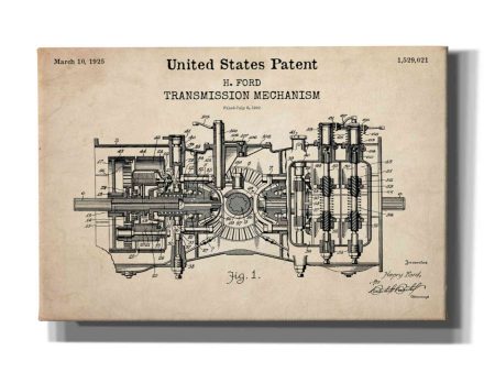 Transmission Blueprint Patent Parchment,  Canvas Wall Art Online Hot Sale