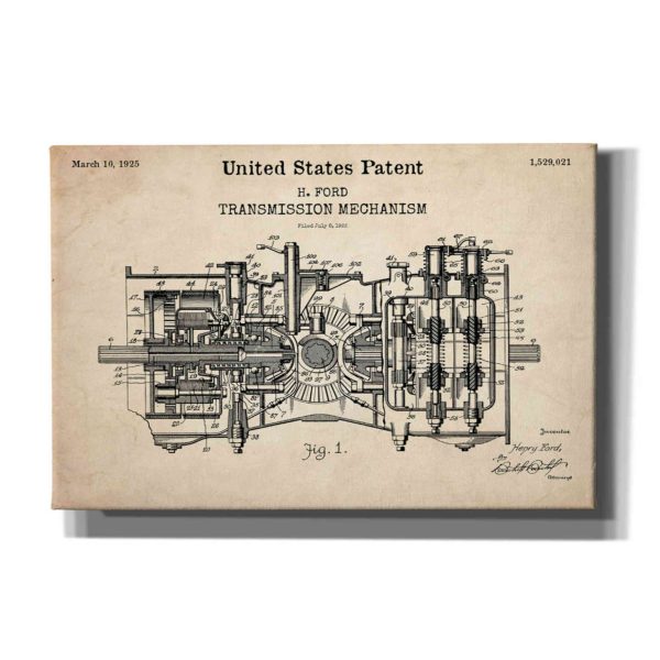 Transmission Blueprint Patent Parchment,  Canvas Wall Art Online Hot Sale