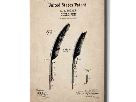 Quill Pen Blueprint Patent Parchment,  Canvas Wall Art Online Sale