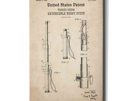 Night Stick Blueprint Patent Parchment,  Canvas Wall Art Cheap