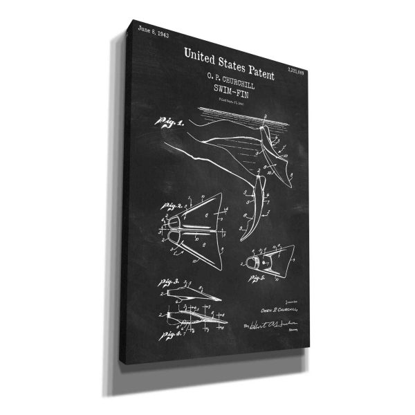 Swim Fin Blueprint Patent Chalkboard,  Canvas Wall Art Online Sale