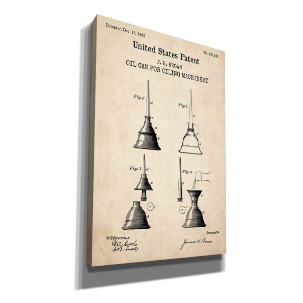 Oil Can Blueprint Patent Parchment,  Canvas Wall Art Discount