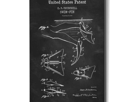 Swim Fin Blueprint Patent Chalkboard,  Canvas Wall Art Online Sale