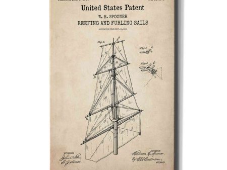 Sail Blueprint Patent Parchment,  Canvas Wall Art Online