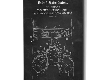 Climbing Harness Blueprint Patent Chalkboard,  Canvas Wall Art Cheap