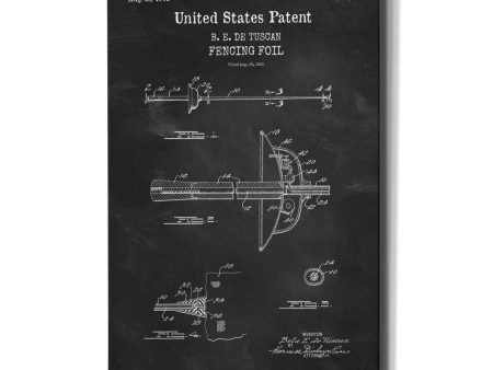 Fencing Foil Blueprint Patent Chalkboard,  Canvas Wall Art Cheap