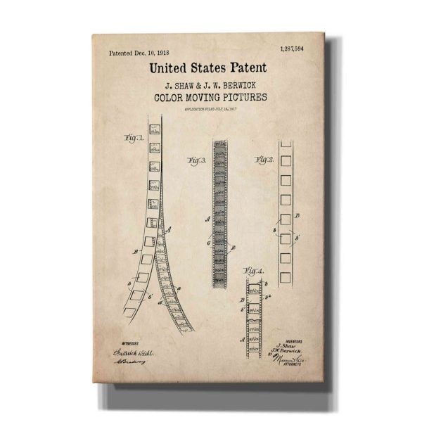 Movie Film Blueprint Patent Parchment,  Canvas Wall Art Online now