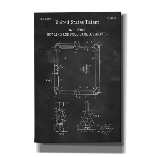 Bowling and Pool Game Apparatus Blueprint Patent Chalkboard,  Canvas Wall Art Supply