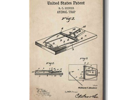 Trap Blueprint Patent Parchment,  Canvas Wall Art For Discount