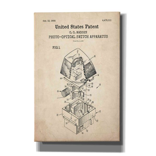 Keyboard Key Blueprint Patent Parchment,  Canvas Wall Art Online Sale