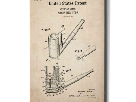 Smoking Pipe Blueprint Patent Parchment,  Canvas Wall Art Sale