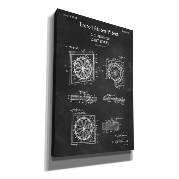 Dart Board Blueprint Patent Chalkboard,  Canvas Wall Art Discount