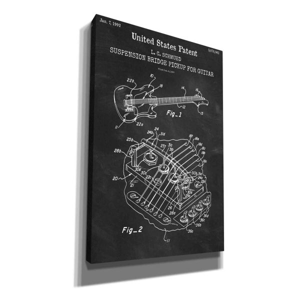 Suspension Bridge Pickup for Guitar Blueprint Patent Chalkboard,  Canvas Wall Art on Sale