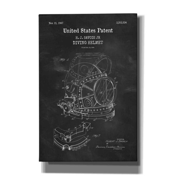 Diving Helmet Blueprint Patent Chalkboard,  Canvas Wall Art Sale