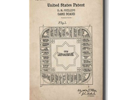 Game Board Blueprint Patent Parchment,  Canvas Wall Art Online