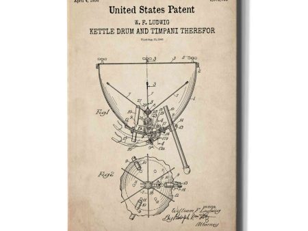 Timpani Blueprint Patent Parchment,  Canvas Wall Art For Sale