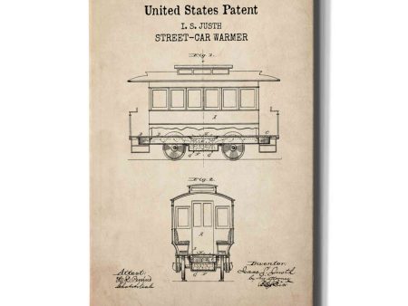 Streetcar Blueprint Patent Parchment,  Canvas Wall Art Sale