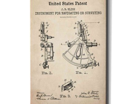 Navigation Blueprint Patent Parchment,  Canvas Wall Art on Sale