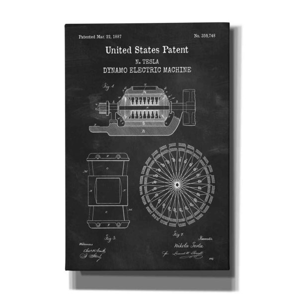 Dynamo Blueprint Patent Chalkboard,  Canvas Wall Art Hot on Sale