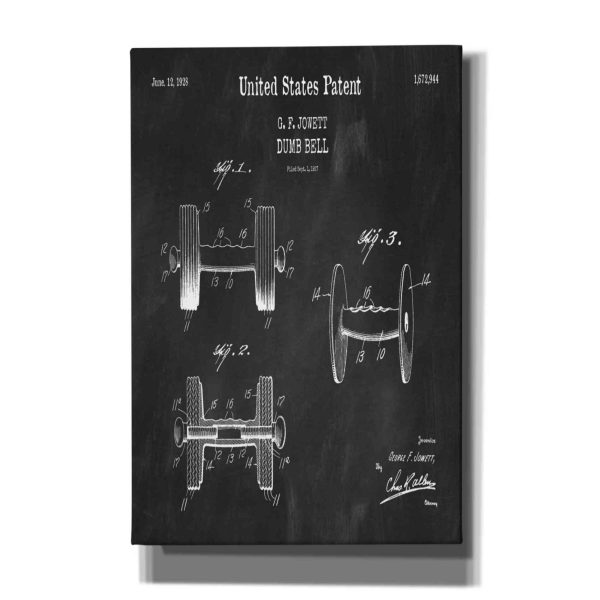 Dumbbell Blueprint Patent Chalkboard,  Canvas Wall Art Online Sale