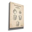 Drinking Glass Blueprint Patent Parchment,  Canvas Wall Art Supply