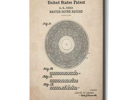 Master Sound Record Blueprint Patent Parchment,  Canvas Wall Art Online