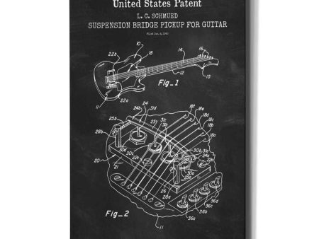 Suspension Bridge Pickup for Guitar Blueprint Patent Chalkboard,  Canvas Wall Art on Sale