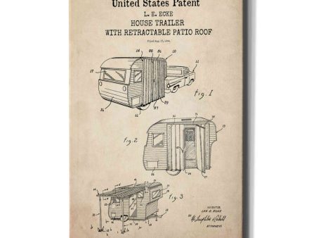 Trailer Blueprint Patent Parchment,  Canvas Wall Art Fashion