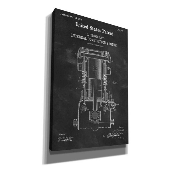 Combustion Engine Blueprint Patent Chalkboard,  Canvas Wall Art on Sale