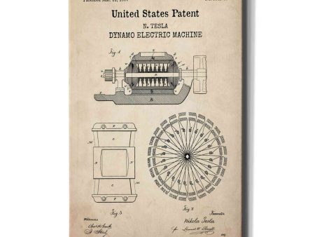 Dynamo Blueprint Patent Parchment,  Canvas Wall Art For Cheap