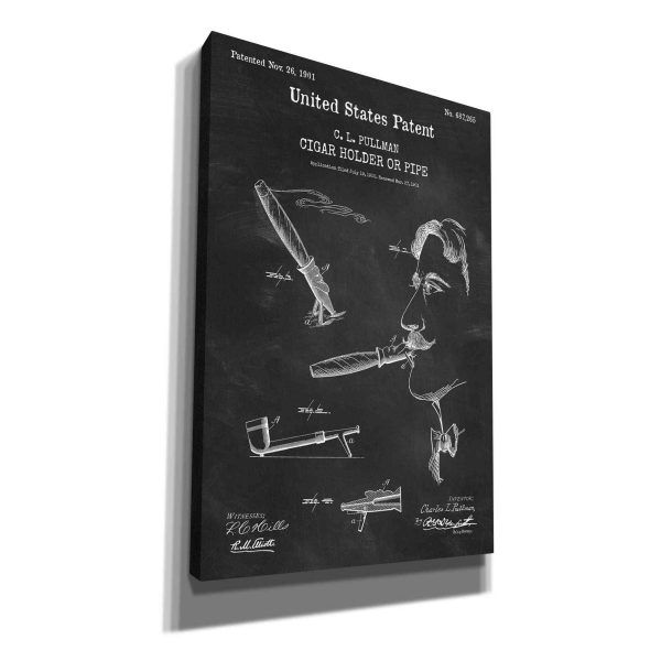 Cigar Holder Blueprint Patent Chalkboard,  Canvas Wall Art Hot on Sale