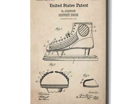 Hockey Shoe Blueprint Patent Parchment,  Canvas Wall Art Online Sale