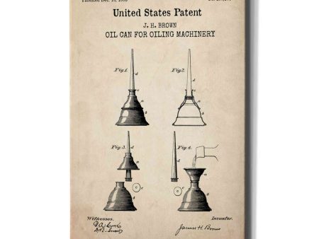 Oil Can Blueprint Patent Parchment,  Canvas Wall Art Discount