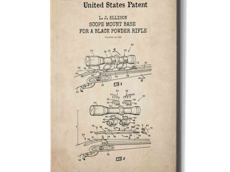 Scope mount base Blueprint Patent Parchment,  Canvas Wall Art Sale