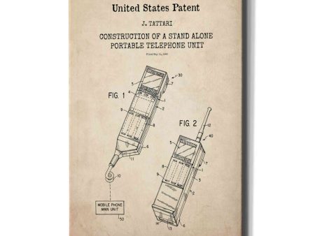 Portable Phone Unit Blueprint Patent Parchment,  Canvas Wall Art Fashion