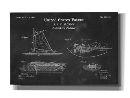 Fishing Boat Blueprint Patent Chalkboard,  Canvas Wall Art For Cheap