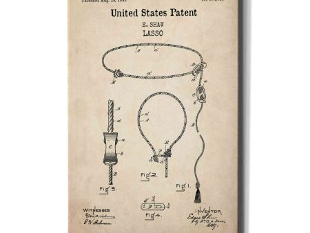 Lasso Blueprint Patent Parchment,  Canvas Wall Art Online