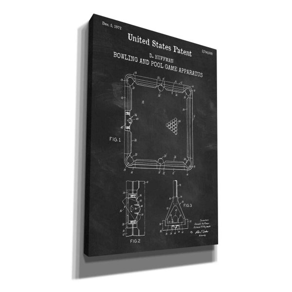 Bowling and Pool Game Apparatus Blueprint Patent Chalkboard,  Canvas Wall Art Supply