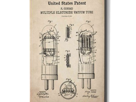 Vacuum tube Blueprint Patent Parchment,  Canvas Wall Art on Sale