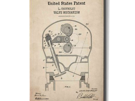 Valve Mechanism Blueprint Patent Parchment,  Canvas Wall Art Online