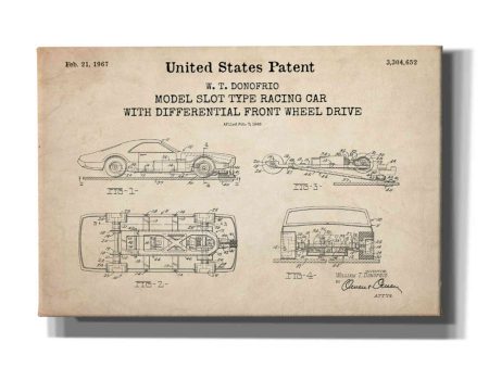 Racing Car, Model Slot Type Blueprint Patent Parchment,  Canvas Wall Art Online