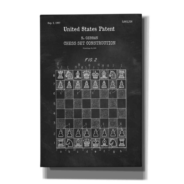 Chess Blueprint Patent Chalkboard,  Canvas Wall Art Supply