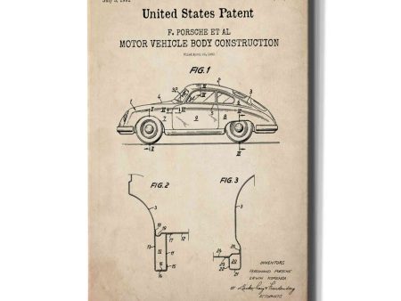 Motor Vehicle Body Construction Blueprint Patent Parchment,  Canvas Wall Art Online now