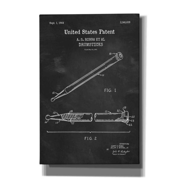 Drumsticks, 1964 Blueprint Patent Chalkboard,  Canvas Wall Art For Cheap